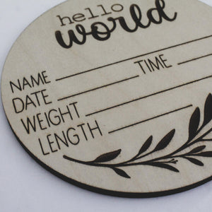 Wooden Baby Announcement