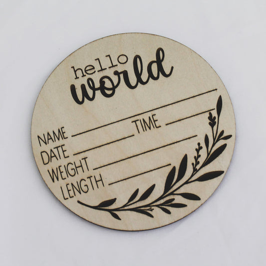 Wooden Baby Announcement